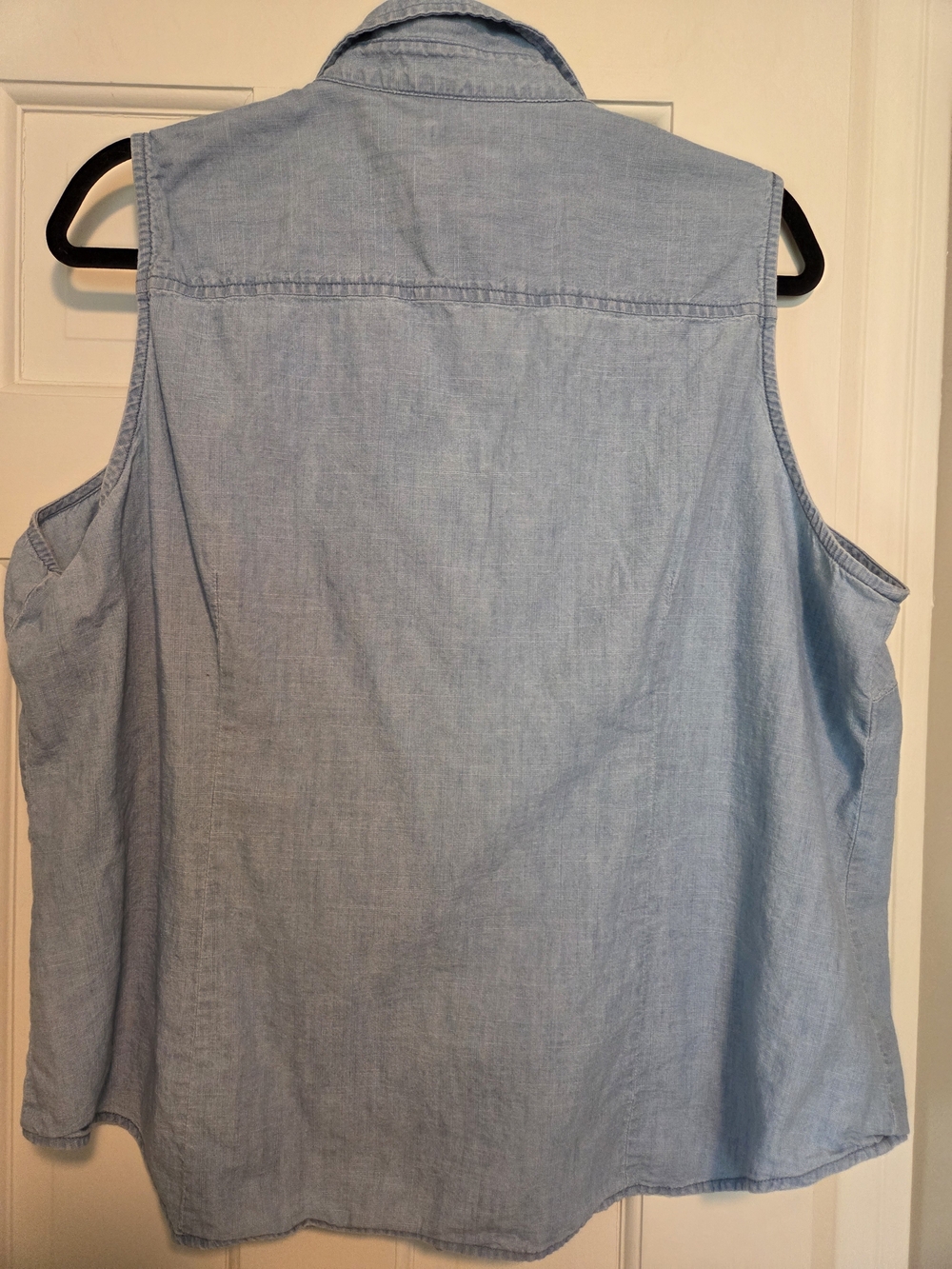 J. Crew Sleeveless Chambray Button-Front Shirt - Light Blue Size 2X - Picture 8 of 10
